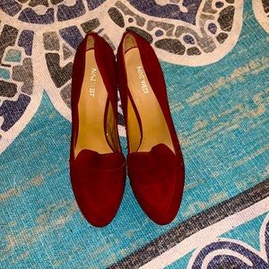 Nine West Burgundy/Merlot platform stiletto penny loafers sz 11
